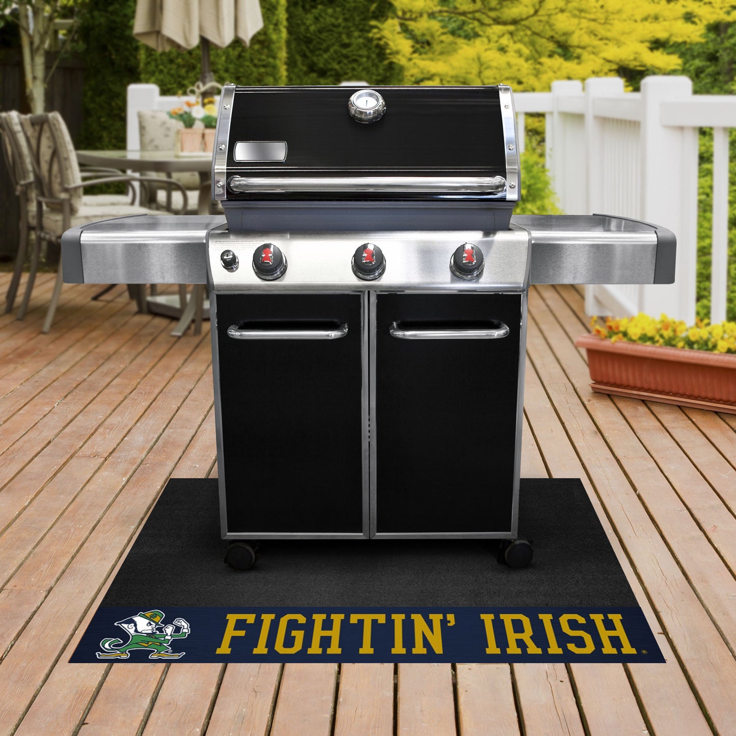 Notre Dame Fighting Irish Vinyl Grill Mat - 26in. x 42in. - Leprechaun Alternate Logo