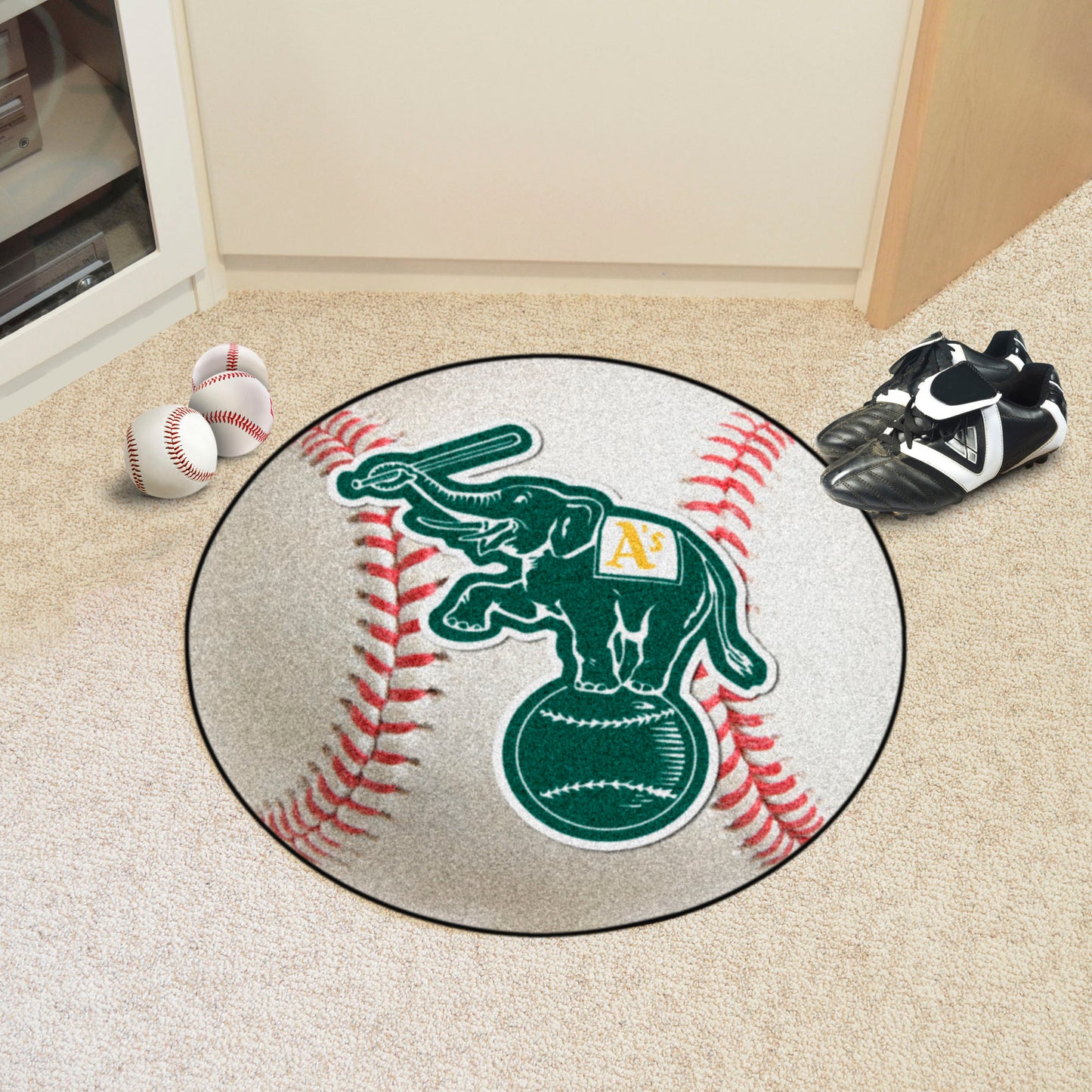 Oakland Athletics Baseball Rug - 27in. Diameter - Elephant Alternate Logo