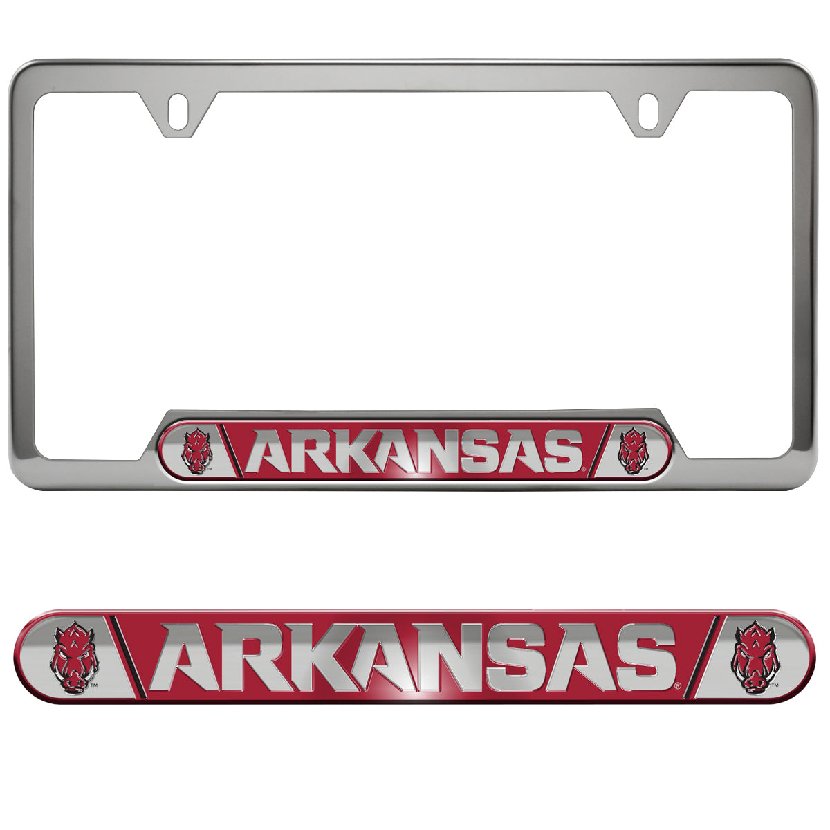 Arkansas Razorbacks Embossed License Plate Frame, 6.25in x 12.25in