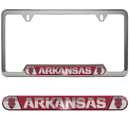 Arkansas Razorbacks Embossed License Plate Frame, 6.25in x 12.25in