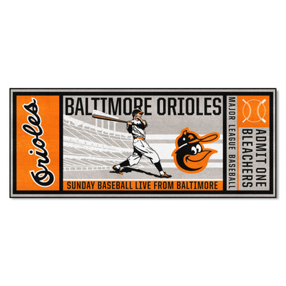 Baltimore Orioles Ticket Runner Rug - 30in. x 72in. - Retro Collection, 1975 Baltimore Orioles