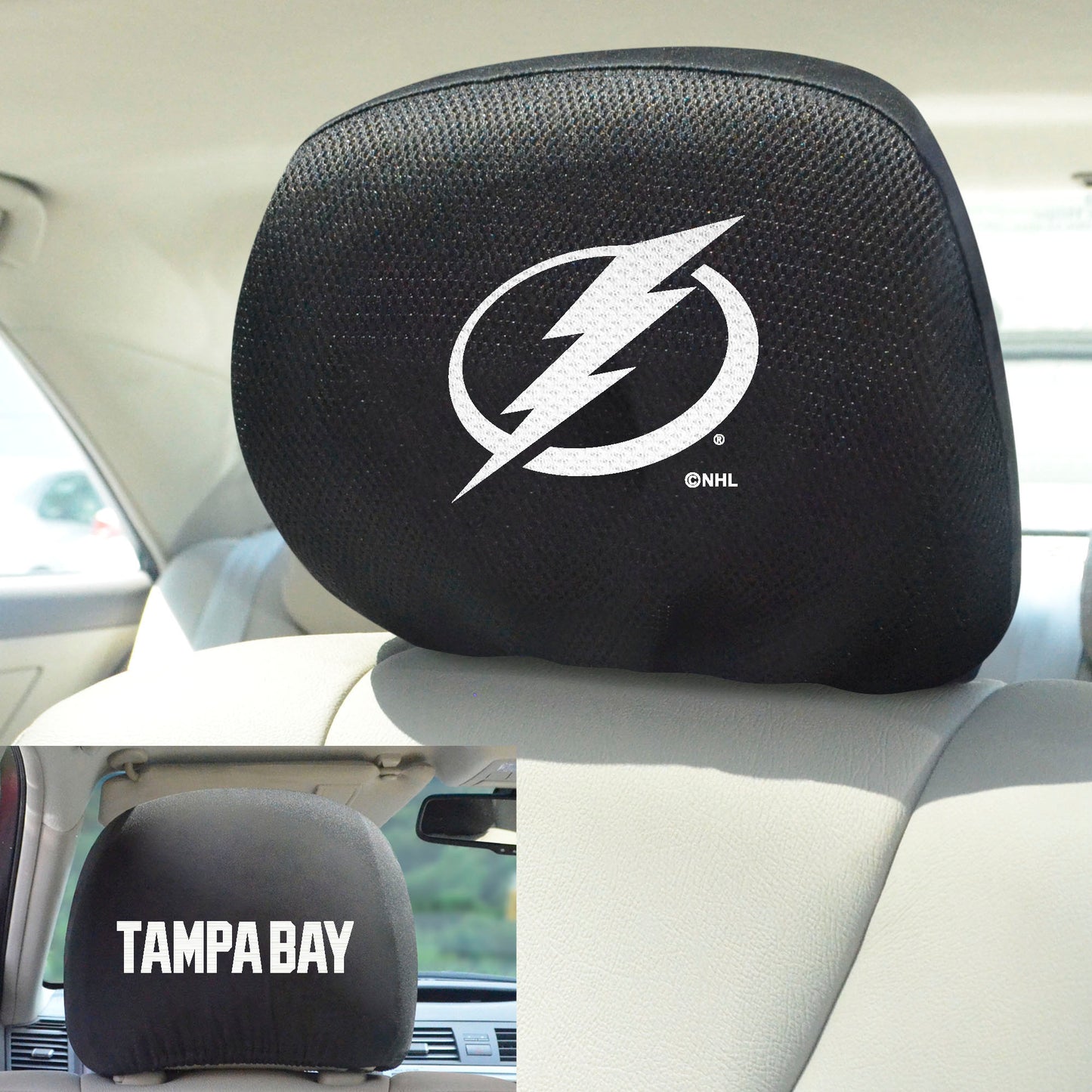 Tampa Bay Lightning Embroidered Head Rest Cover Set - 2 Pieces