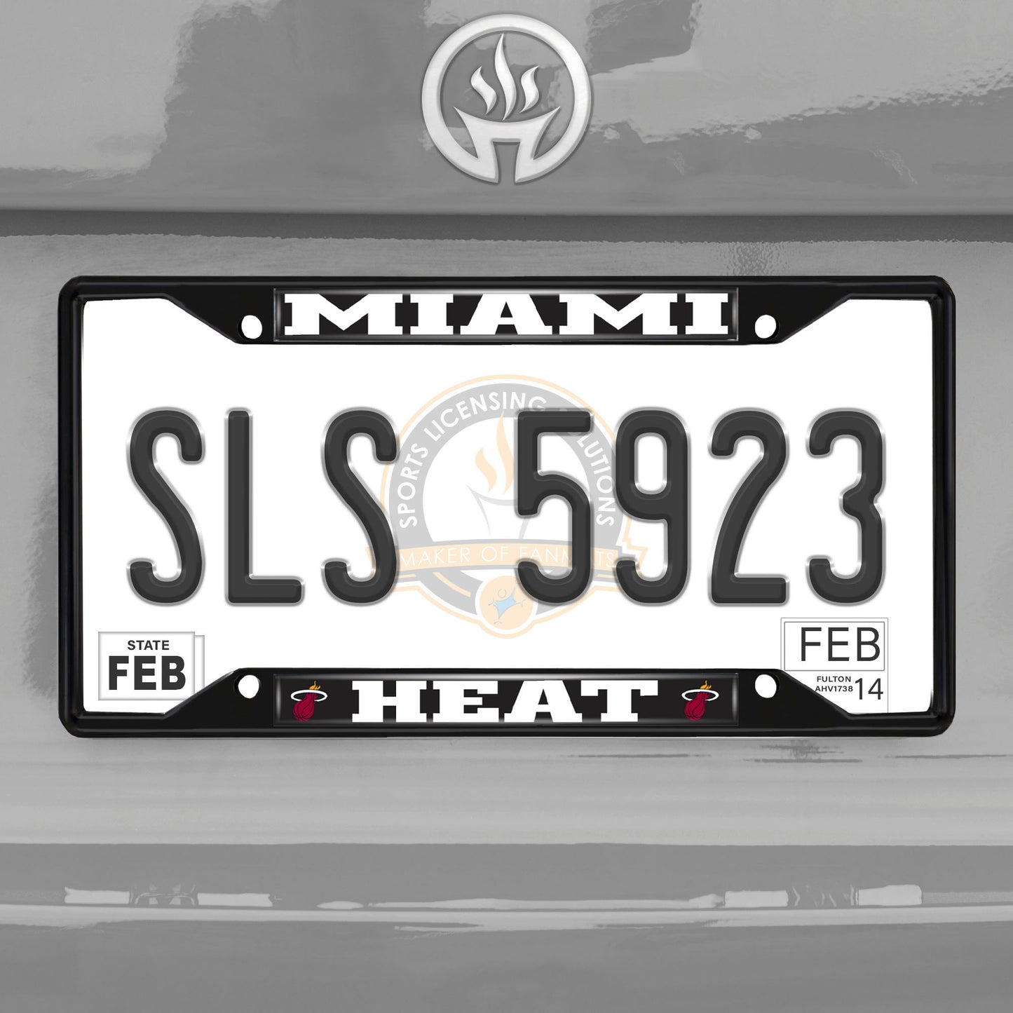 Miami Heat Metal License Plate Frame Black Finish