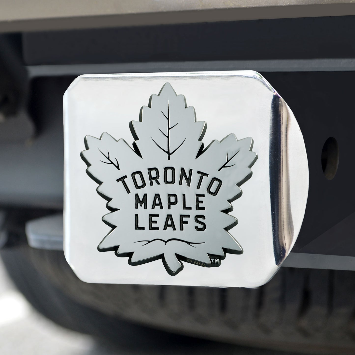 Toronto Maple Leafs Chrome Metal Hitch Cover with Chrome Metal 3D Emblem