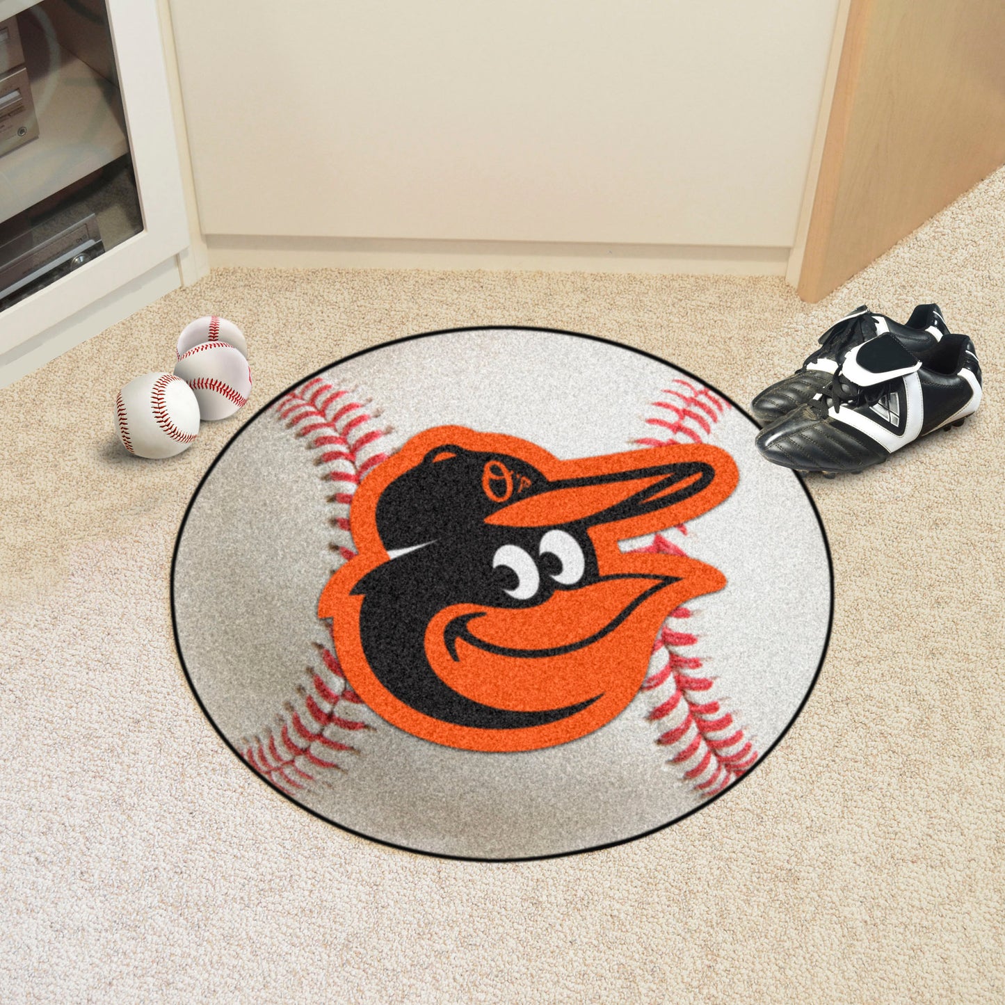 Baltimore Orioles Baseball Rug - 27in. Diameter - Cartoon Bird Primary Logo