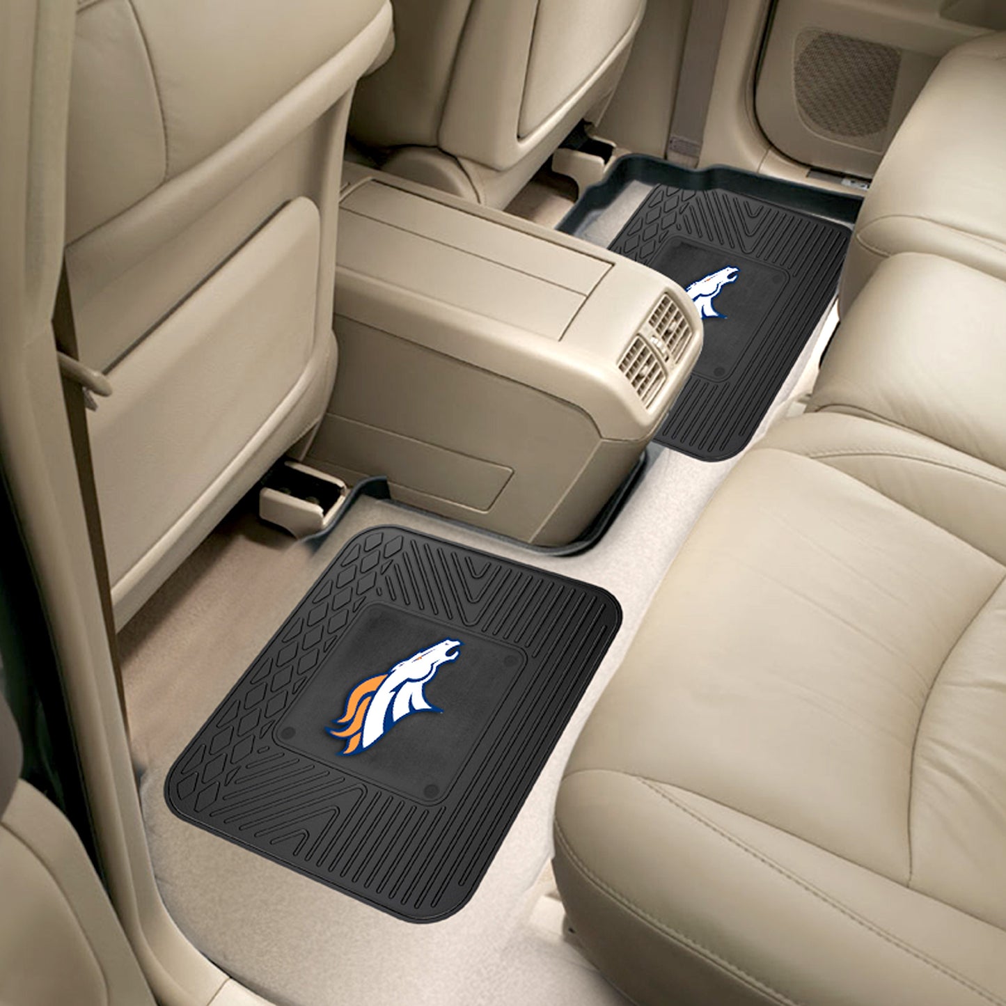 Denver Broncos Back Seat Car Utility Mats - 2 Piece Set