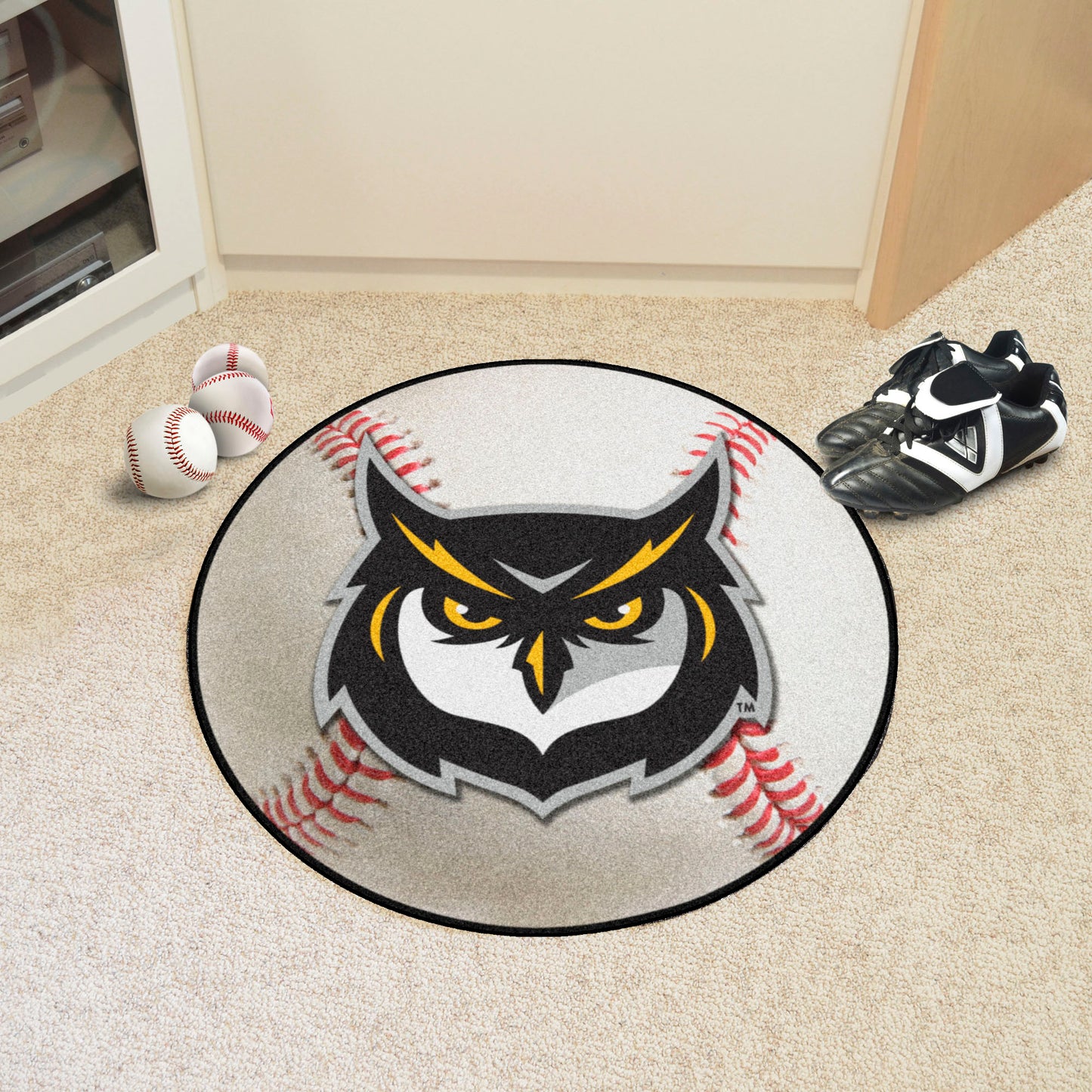 Kennesaw State Owls Baseball Rug - 27in. Diameter - "Owl" Logo