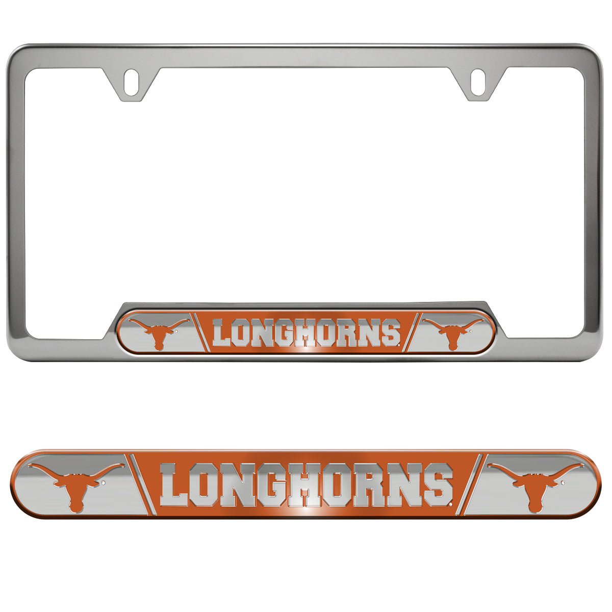 Texas Longhorns Embossed License Plate Frame, 6.25in x 12.25in