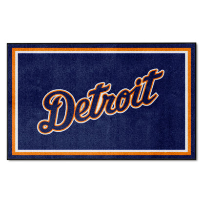 Detroit Tigers 4ft. x 6ft. Plush Area Rug - Detroit Script Alternate Logo