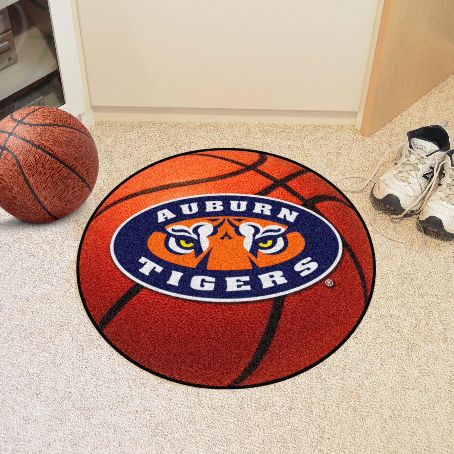 Auburn Tigers Basketball Rug - 27in. Diameter - Tiger Eyes Secondary Logo