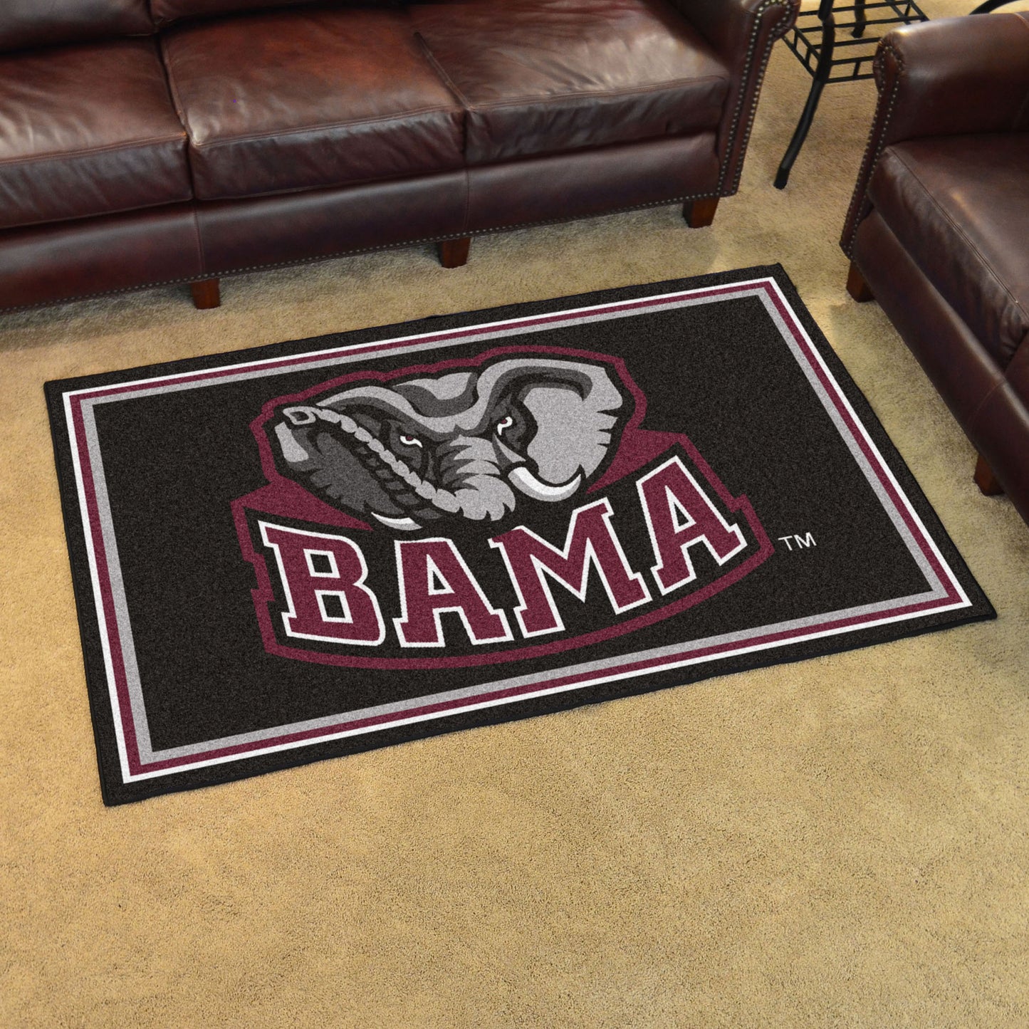 Alabama Crimson Tide 4ft. x 6ft. Plush Area Rug - Elephant Logo, Black