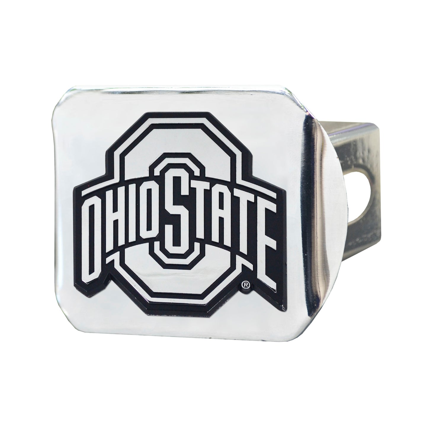Ohio State Buckeyes Chrome Metal Hitch Cover with Chrome Metal 3D Emblem