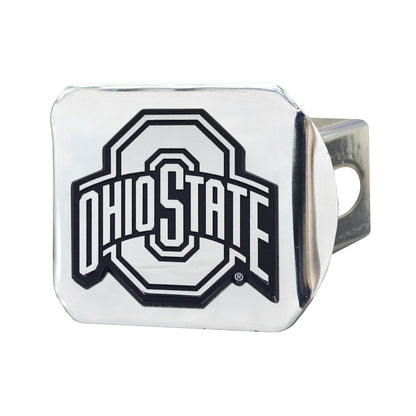 Ohio State Buckeyes Chrome Metal Hitch Cover with Chrome Metal 3D Emblem