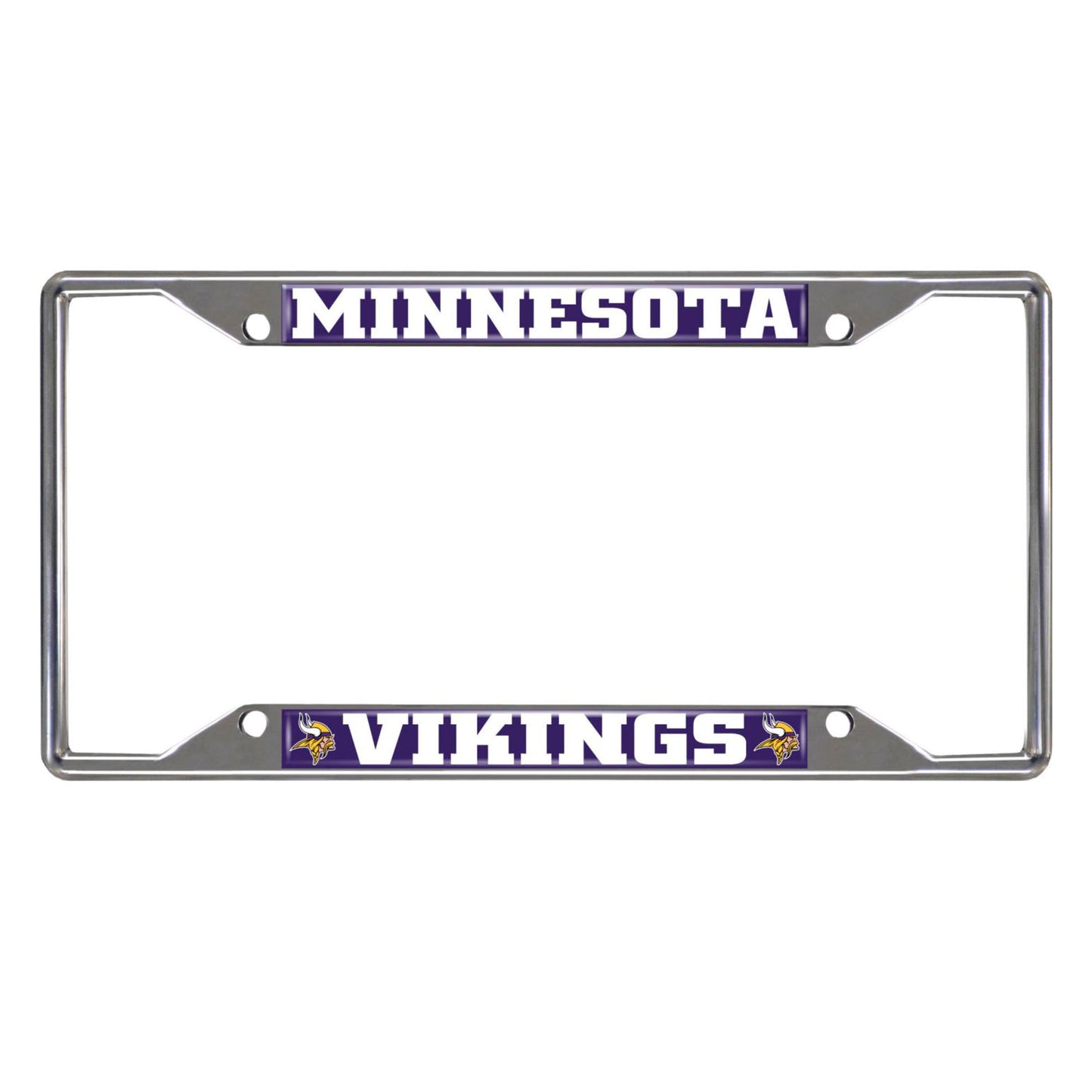 Minnesota Vikings Chrome Metal License Plate Frame, 6.25in x 12.25in