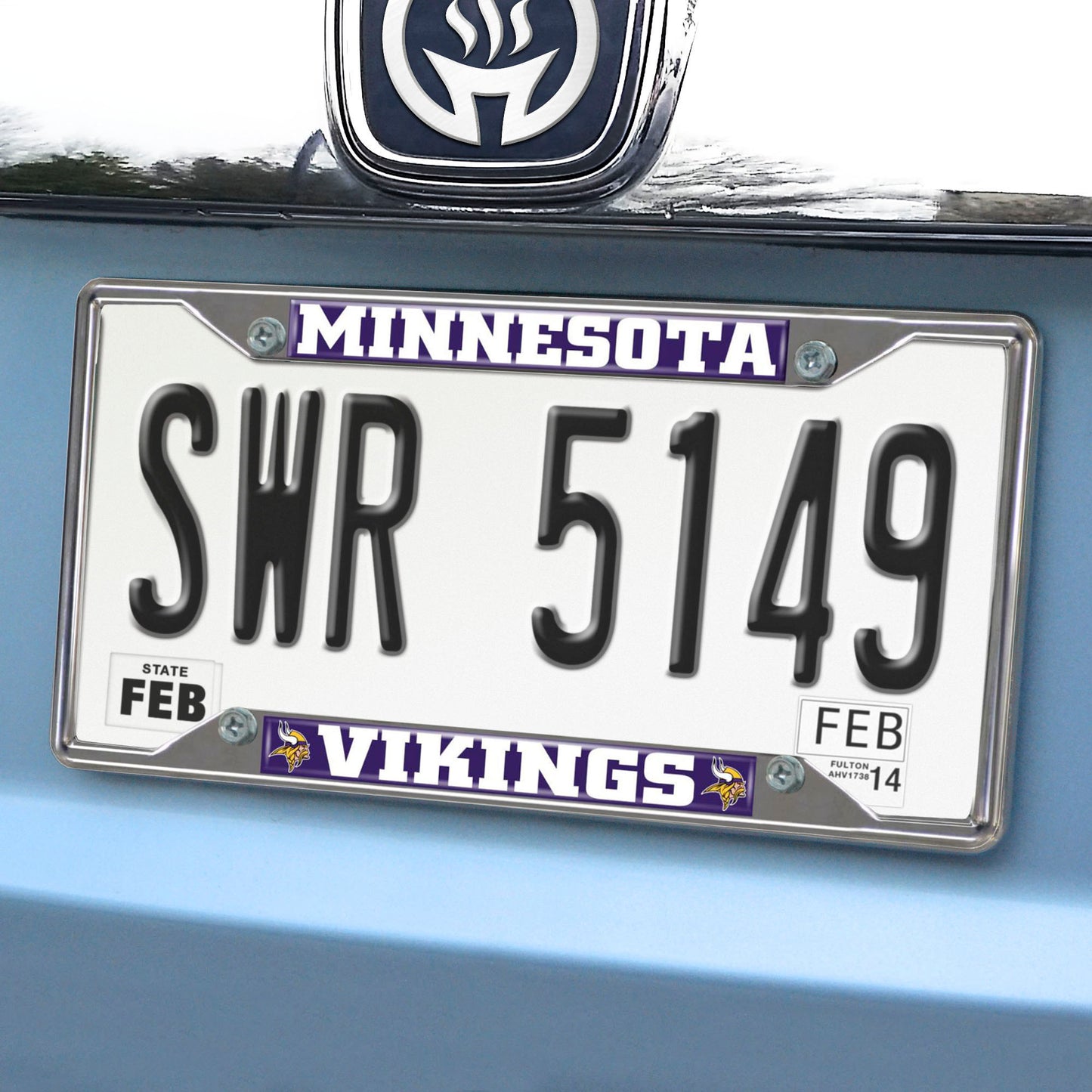 Minnesota Vikings Chrome Metal License Plate Frame, 6.25in x 12.25in