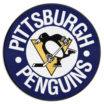 Pittsburgh Penguins Hockey Puck Rug - 27in. Diameter - Blue