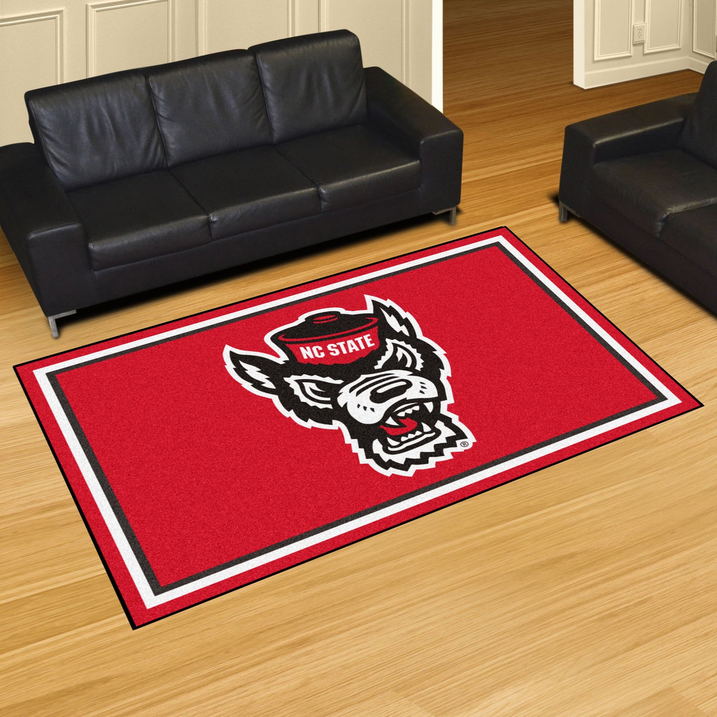 NC State Wolfpack 5ft. x 8 ft. Plush Area Rug - Wolf Head Primary Logo, Red