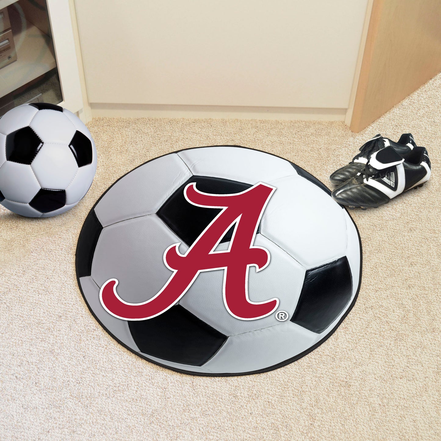 Alabama Crimson Tide Soccer Ball Rug - 27in. Diameter - A Primary Logo