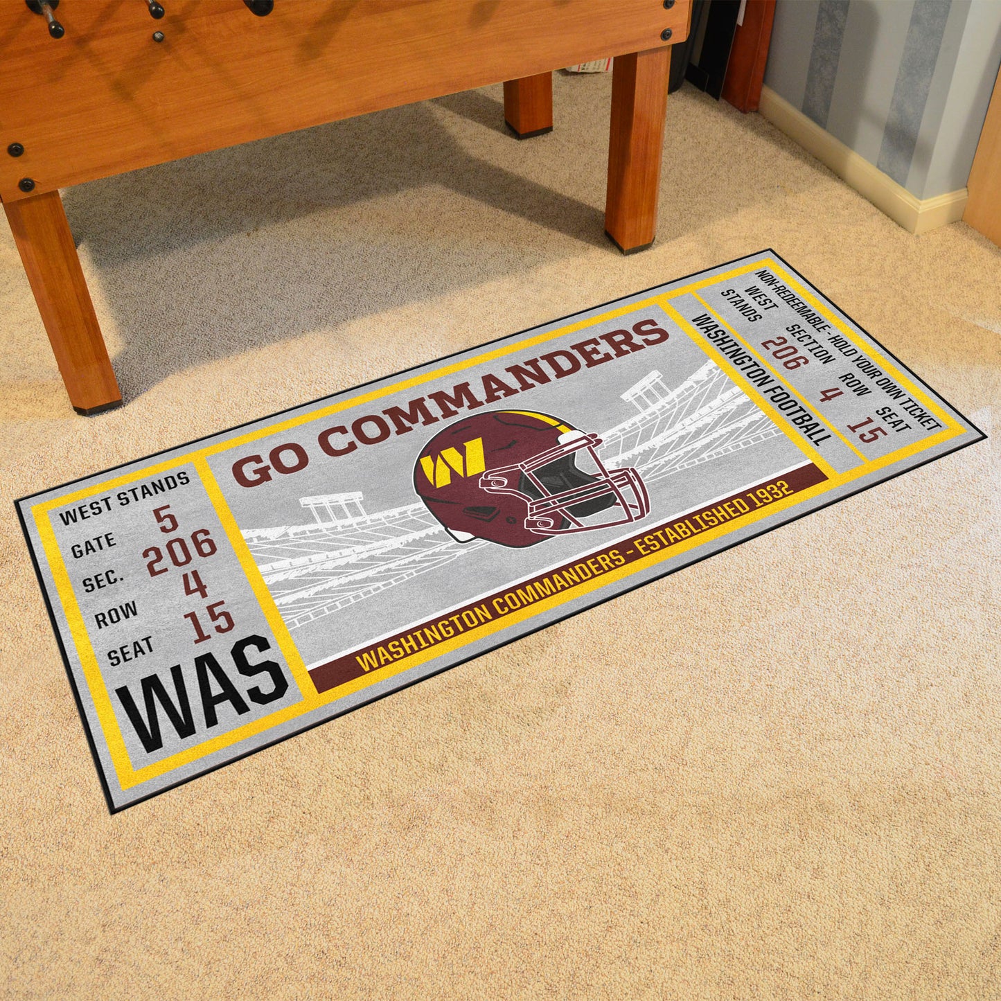 Washington Football Team Ticket Runner Rug - 30in. x 72in.