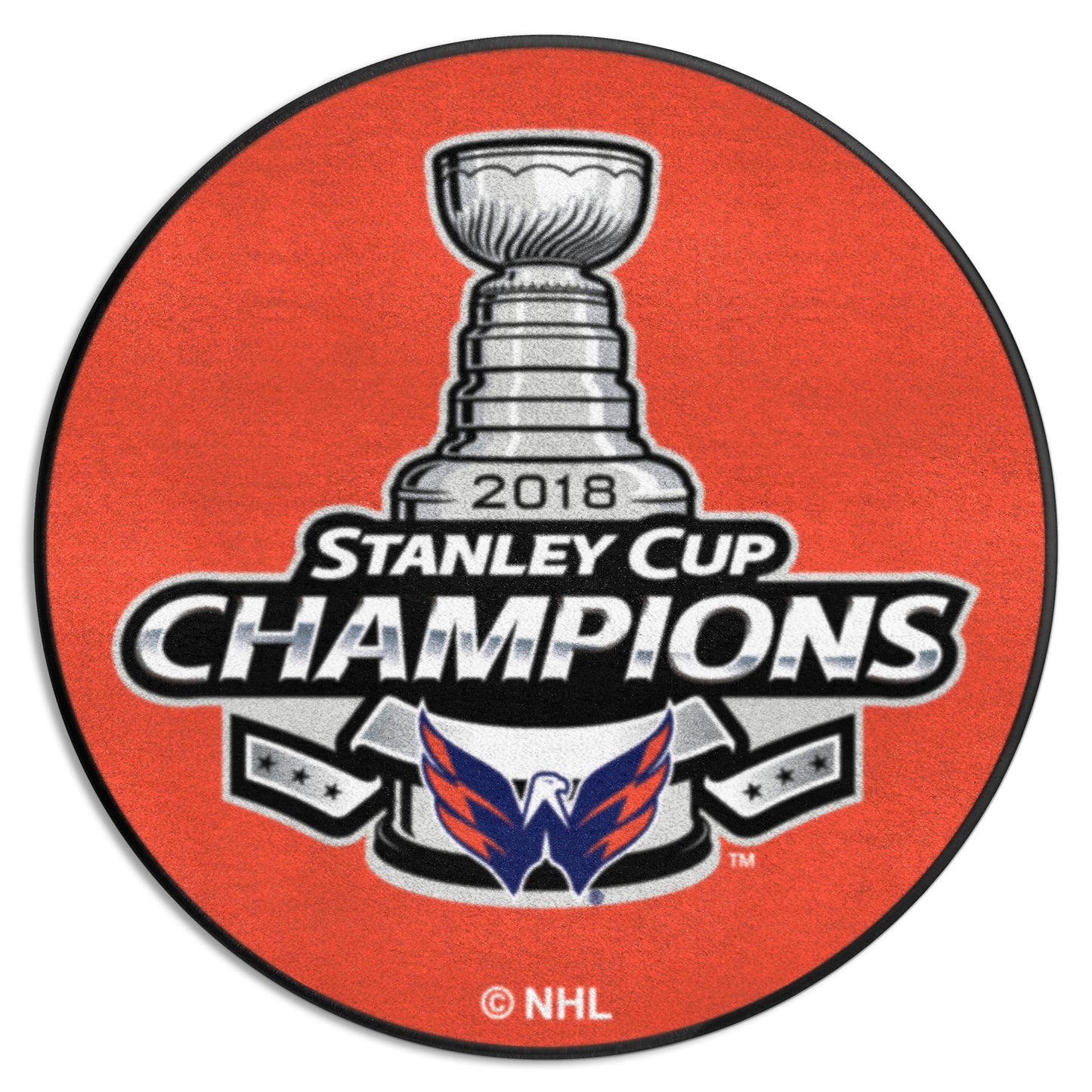 Washington Capitals 2018 Stanley Cup Champions Puck Rug - 27in. Diameter