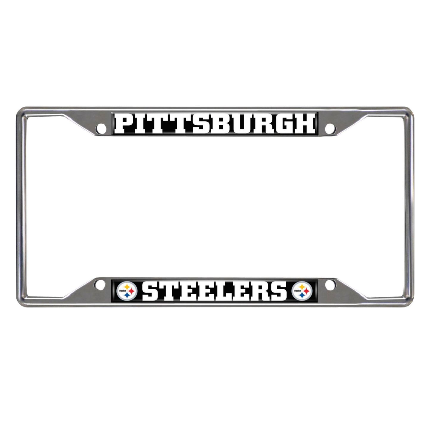 Pittsburgh Steelers Chrome Metal License Plate Frame, 6.25in x 12.25in