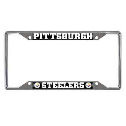 Pittsburgh Steelers Chrome Metal License Plate Frame, 6.25in x 12.25in