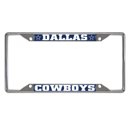 Dallas Cowboys Chrome Metal License Plate Frame, 6.25in x 12.25in