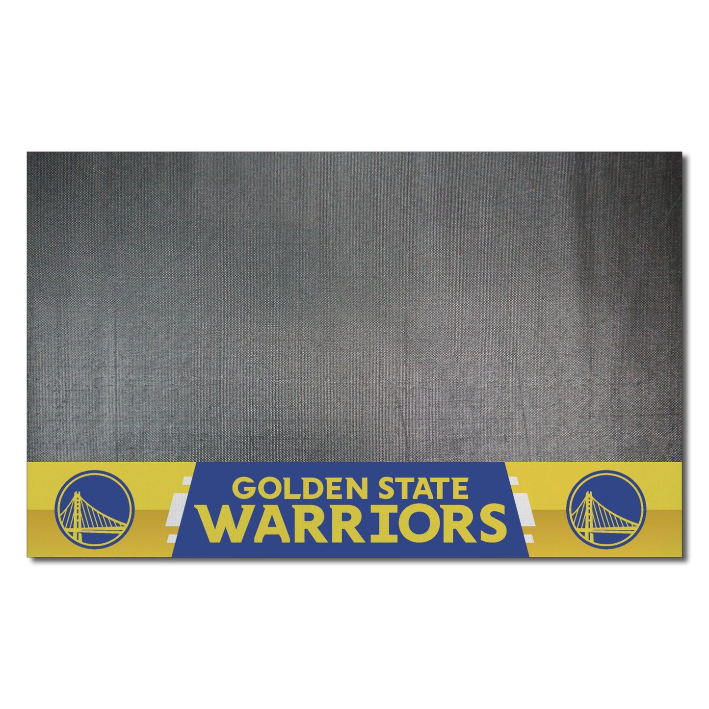 Golden State Warriors Vinyl Grill Mat - 26in. x 42in. - "Circular Golden Gate" Logo & "Golden State Warriors" Wordmark