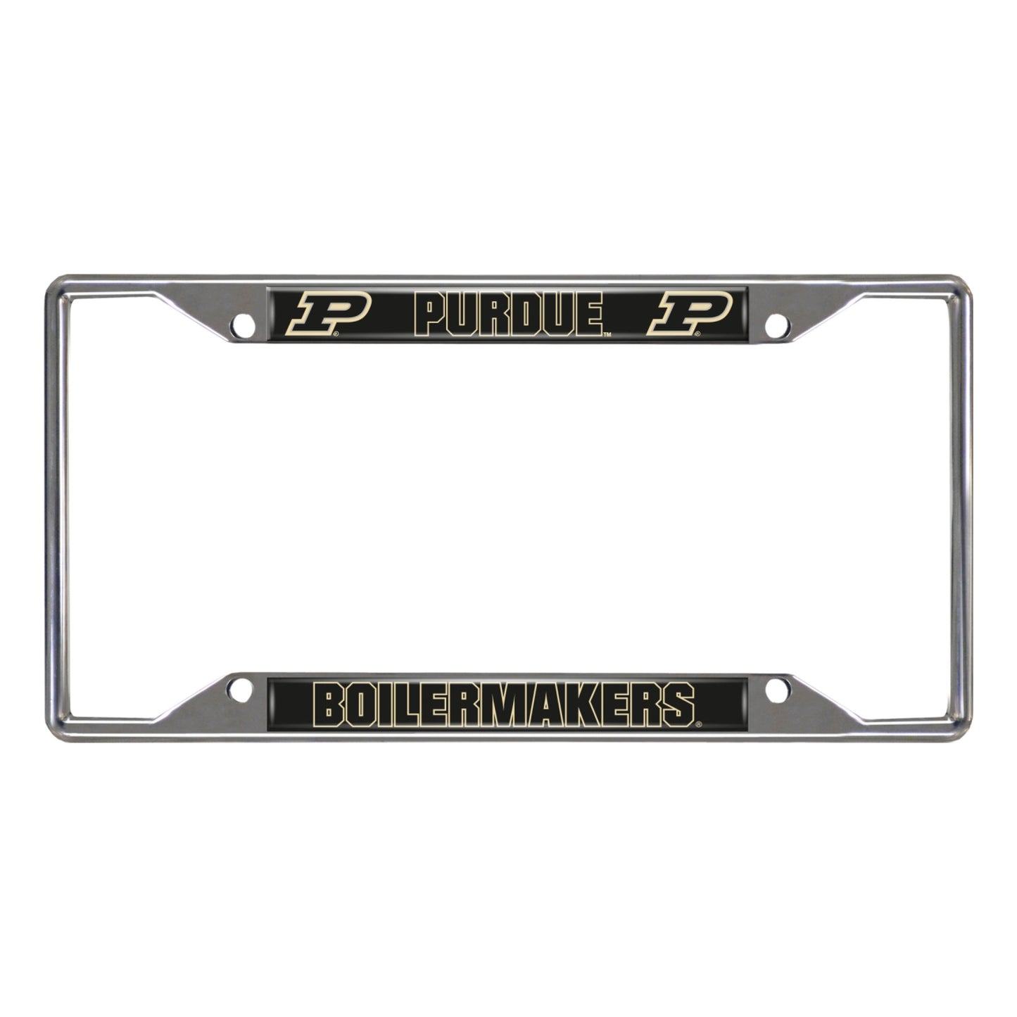 Purdue Boilermakers Chrome Metal License Plate Frame, 6.25in x 12.25in