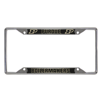Purdue Boilermakers Chrome Metal License Plate Frame, 6.25in x 12.25in