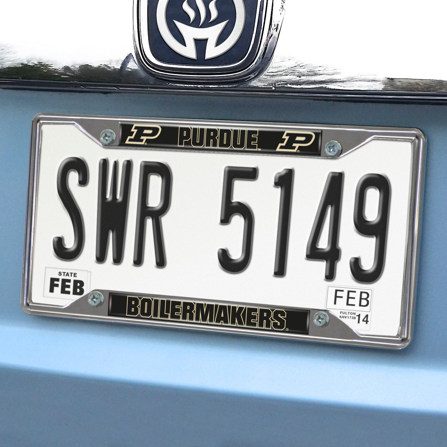 Purdue Boilermakers Chrome Metal License Plate Frame, 6.25in x 12.25in