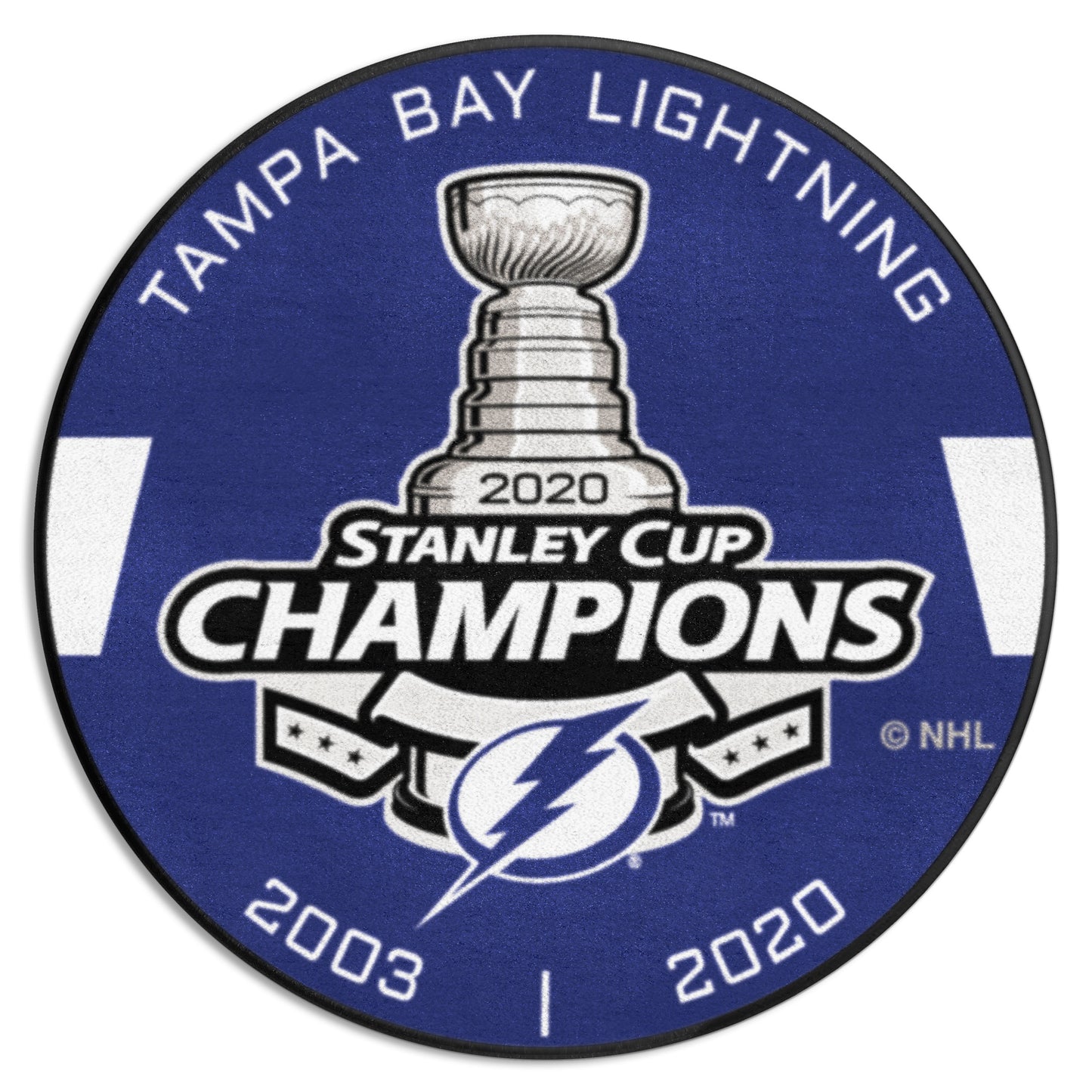 Tampa Bay Lightning 2020 NHL Stanley Cup Champions Hockey Puck Rug - 27in. Diameter