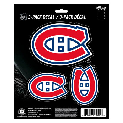 Montreal Canadiens 3 Piece Decal Sticker Set