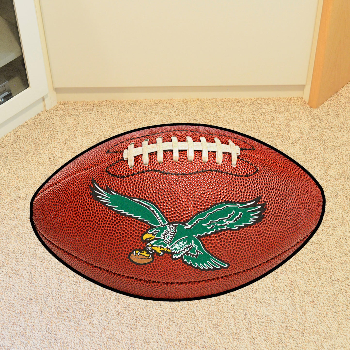 Philadelphia Eagles Football Rug - 20.5in. x 32.5in. NFL Retro Logo, Eagle on Ball Logo