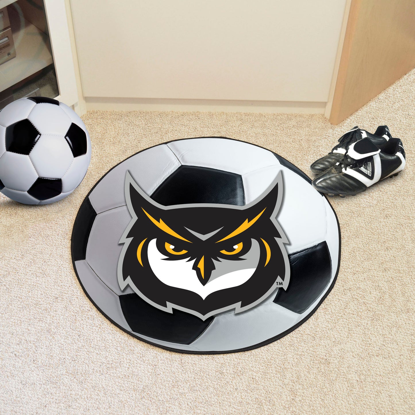 Kennesaw State Owls Soccer Ball Rug - 27in. Diameter - "Owl" Logo