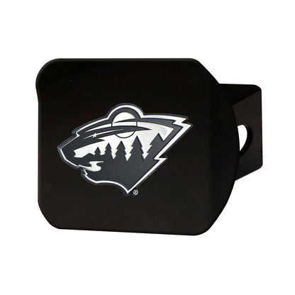 Minnesota Wild Black Metal Hitch Cover with Metal Chrome 3D Emblem