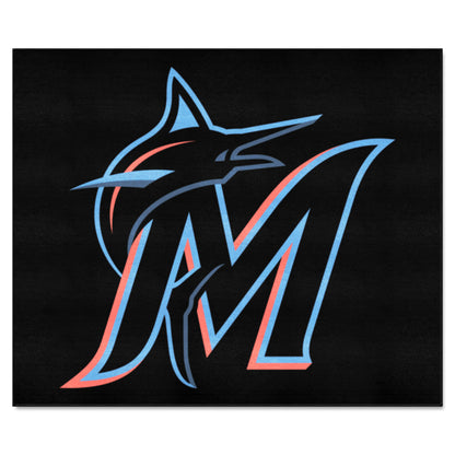 Miami Marlins Tailgater Rug - 5ft. x 6ft. - Marlin M Alternate Logo, Black