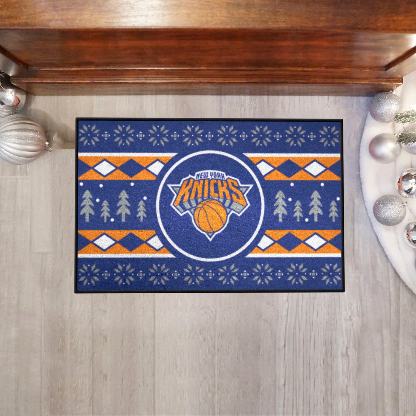 New York Knicks Holiday Sweater Starter Mat Accent Rug - 19in. x 30in.