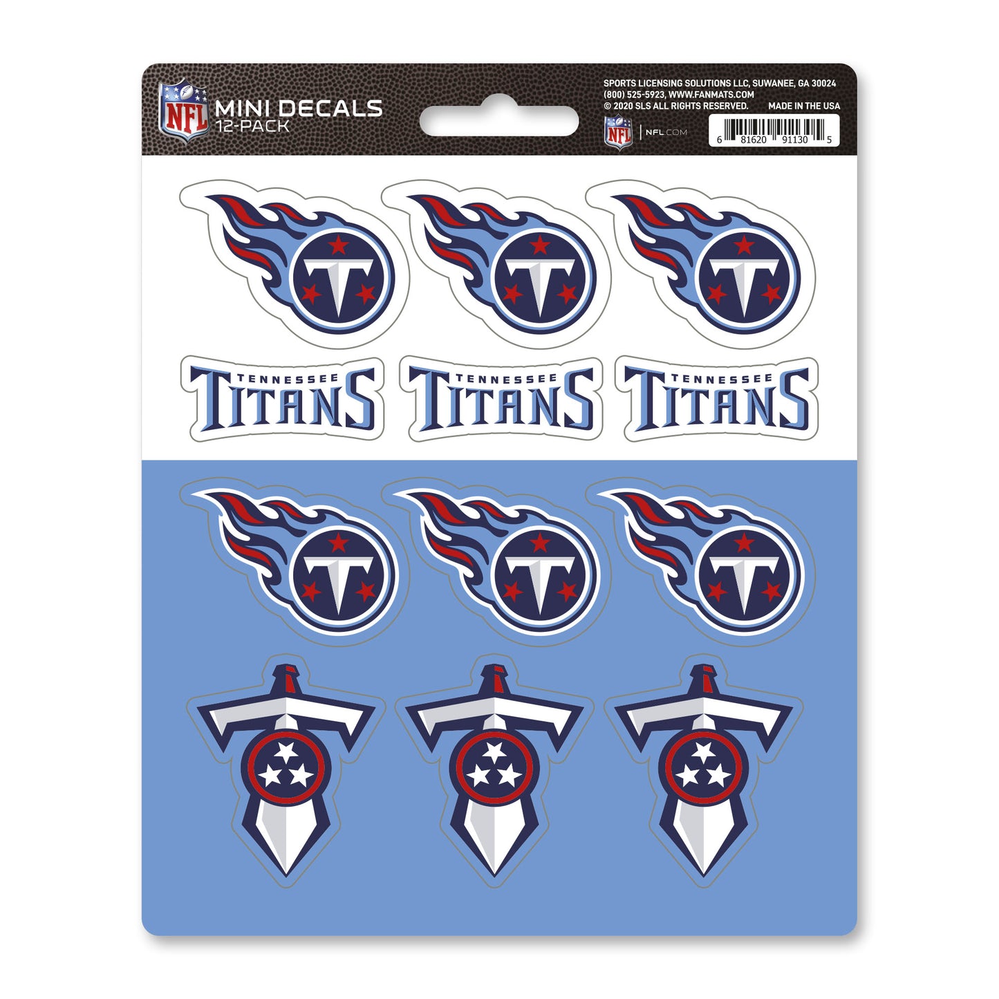 Tennessee Titans 12 Count Mini Decal Sticker Pack