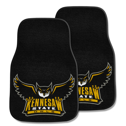 Kennesaw State Owls Front Carpet Car Mat Set - 2 Pieces - "Owl" Logo & Wordmark