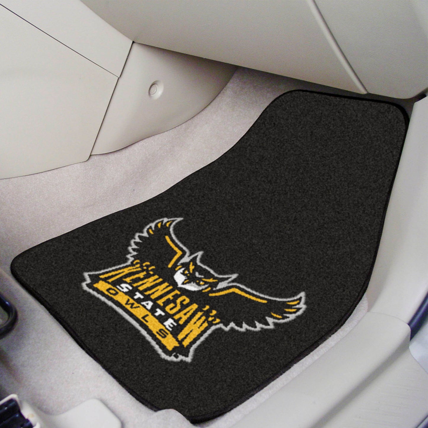 Kennesaw State Owls Front Carpet Car Mat Set - 2 Pieces - "Owl" Logo & Wordmark