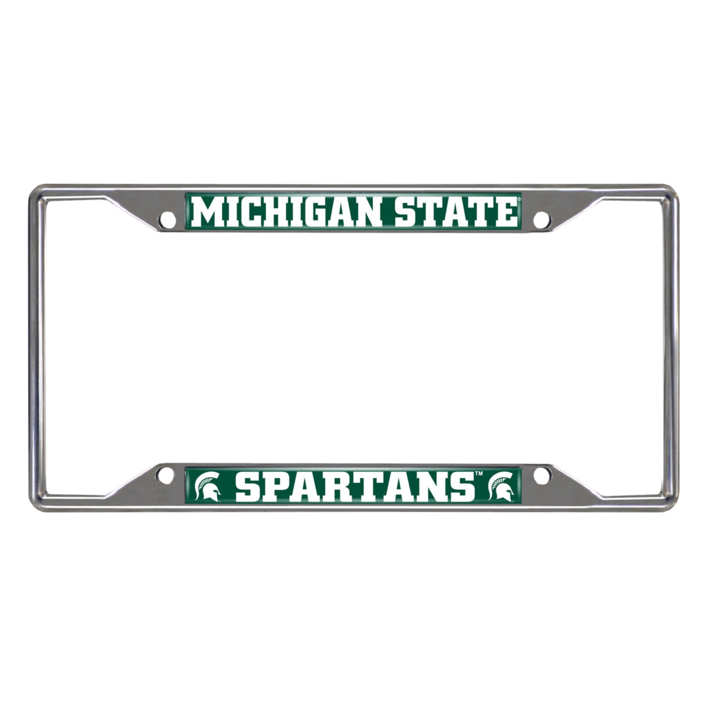 Michigan State Spartans Chrome Metal License Plate Frame, 6.25in x 12.25in