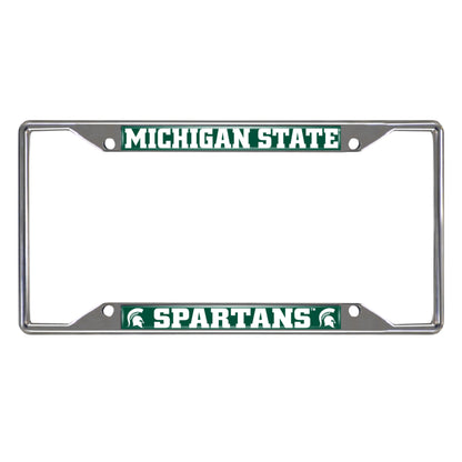 Michigan State Spartans Chrome Metal License Plate Frame, 6.25in x 12.25in