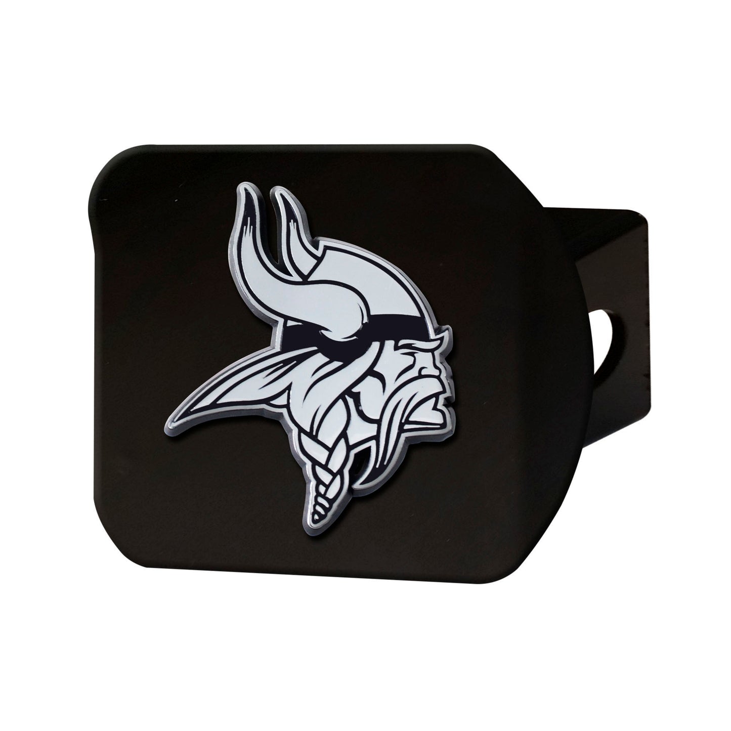 Minnesota Vikings Black Metal Hitch Cover with Metal Chrome 3D Emblem