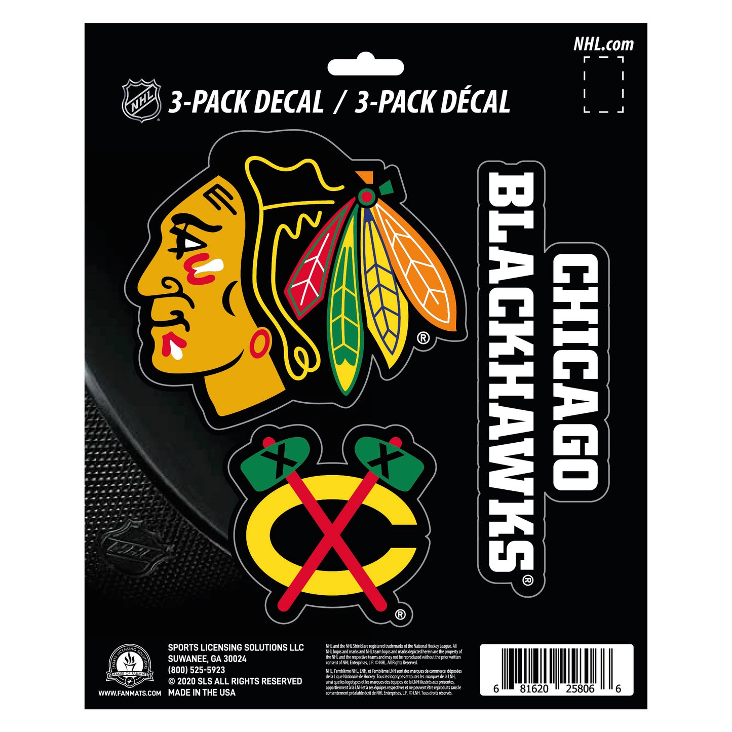 Chicago Blackhawks 3 Piece Decal Sticker Set