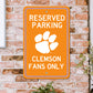 Clemson Tigers Team Color Reserved Parking Sign Décor 18in. X 11.5in. Lightweight