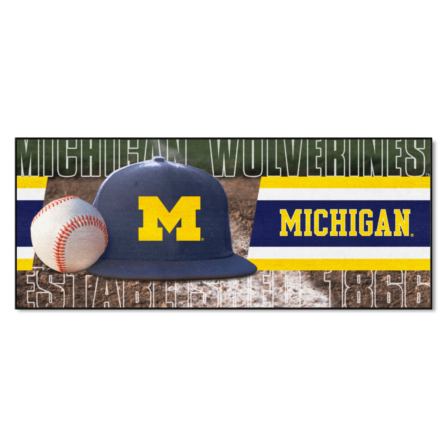 Michigan Wolverines Baseball Runner Rug - 30in. x 72in.