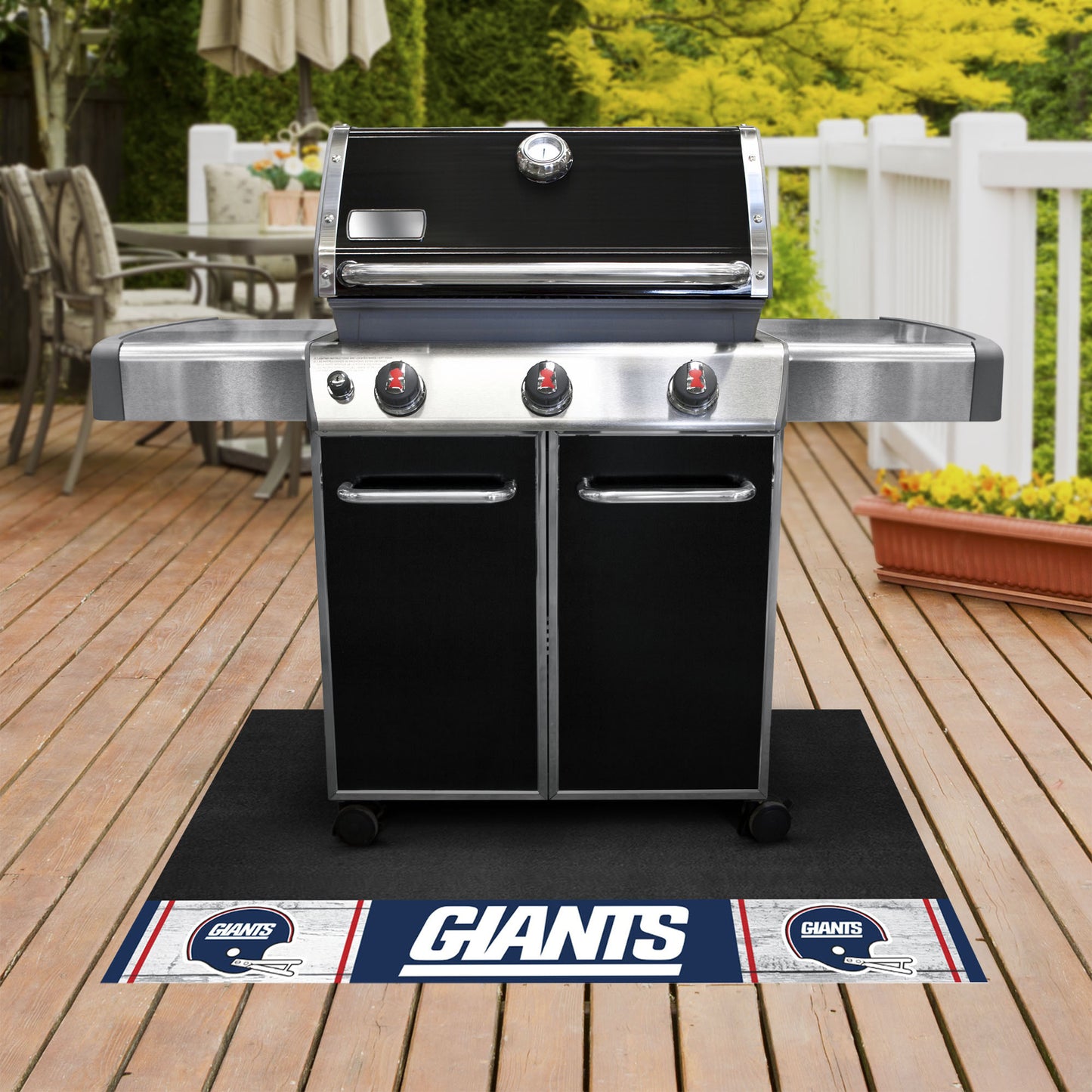 New York Giants Vinyl Grill Mat - 26in. x 42in.NFL Retro Logo, GIANTS script Logo