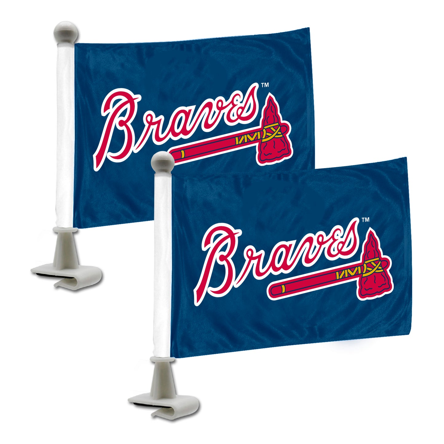 Atlanta Braves Ambassador Car Flags - 2 Pack Mini Auto Flags, 4in X 6in