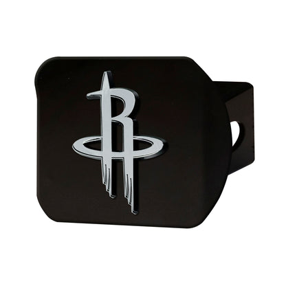 Houston Rockets Black Metal Hitch Cover with Metal Chrome 3D Emblem